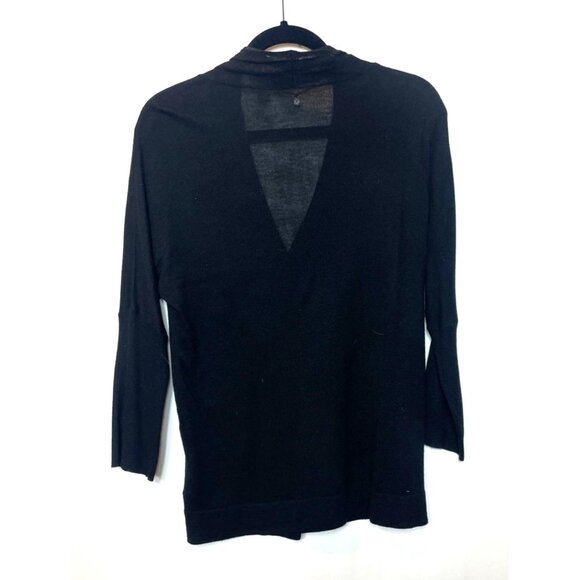 Knitted & Knotted Black Wool Blend Wrap Front V-Neck Sweater Size Large - Picture 4 of 11
